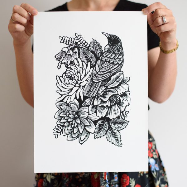 One : A3 Original Lino Print