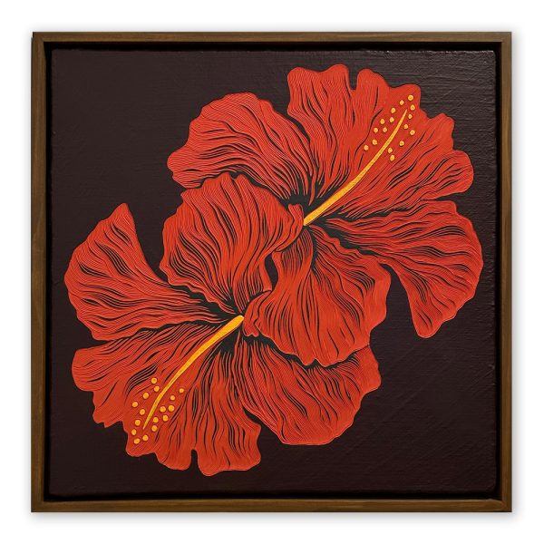 Two Hibiscus : 43cm Framed Square
