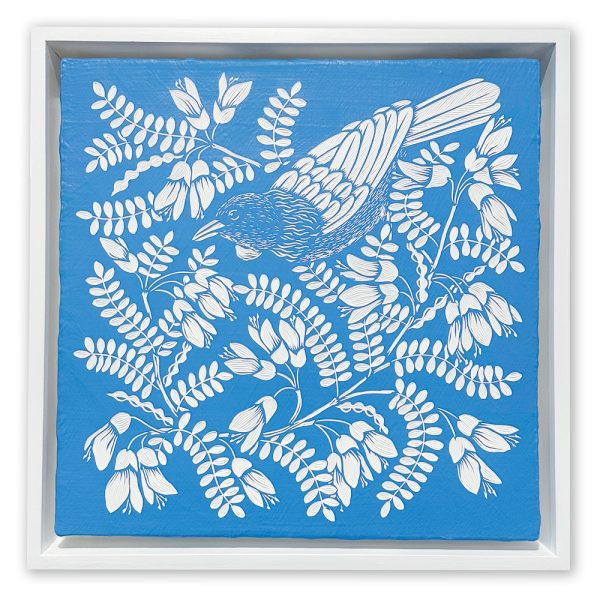 Kowhai with Tui on a Sunny Day: 30cm Square